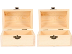 Conjunto 2 Caixas Organizadoras Decorativas Madeira Fechadura Estrutura Robusta Tampa Arqueada Organizador GOKOCO