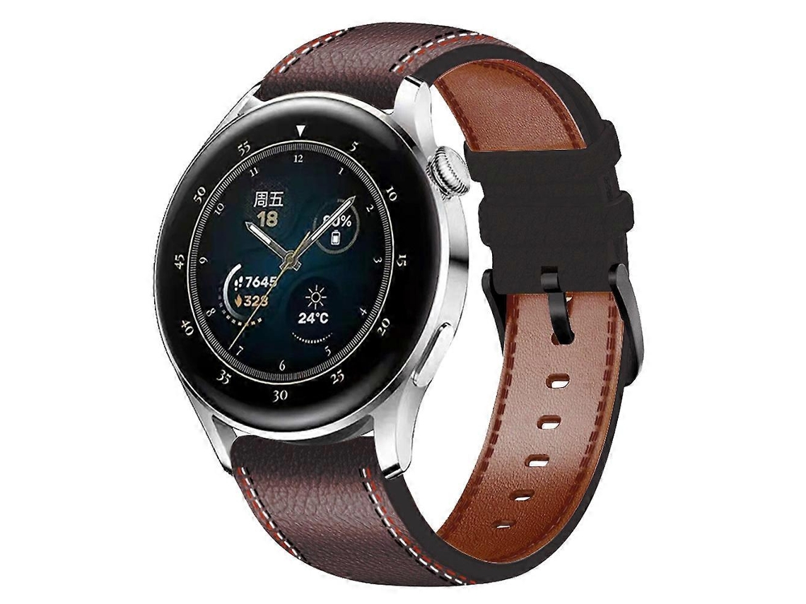 Pulseira De Couro Com Costura Tricolor Para Huawei Watch Gt 3 46mm / Gt Runner 22mm