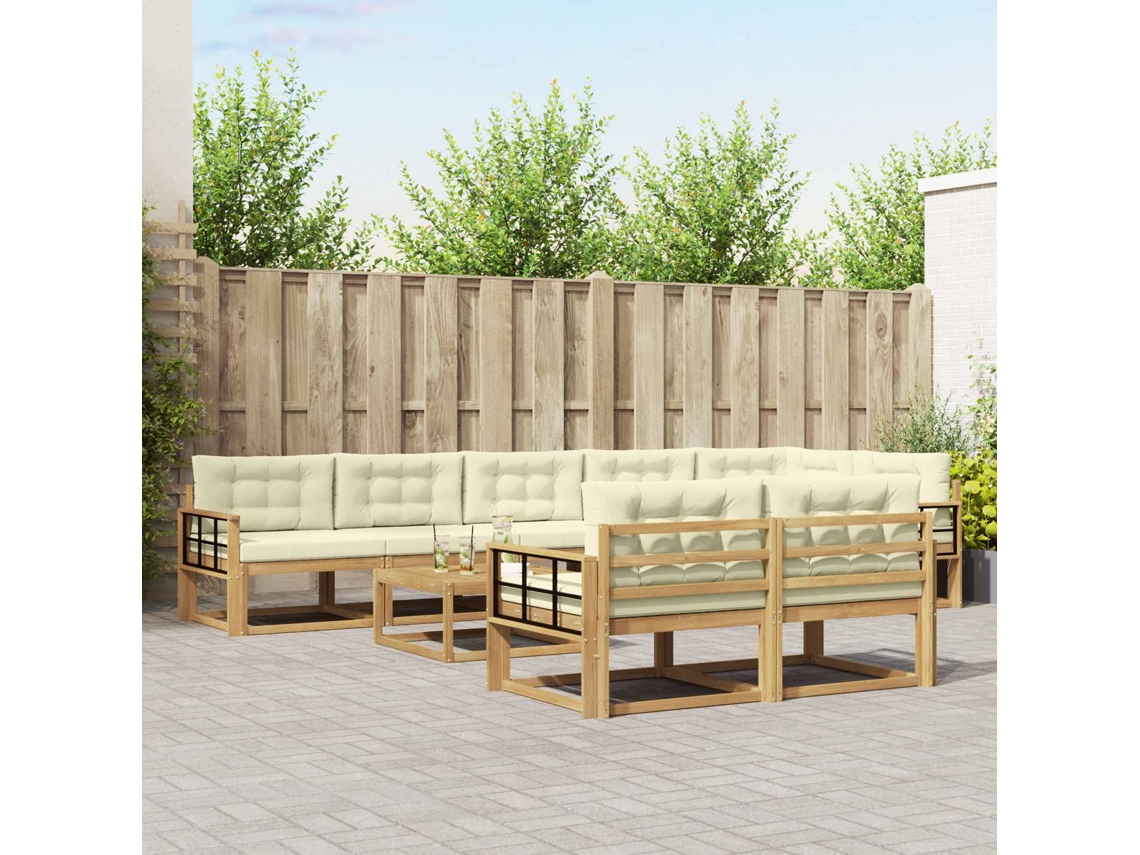 Vidaxl Conjunto De Sofás Para Exterior 9 Unid. Branco E Creme