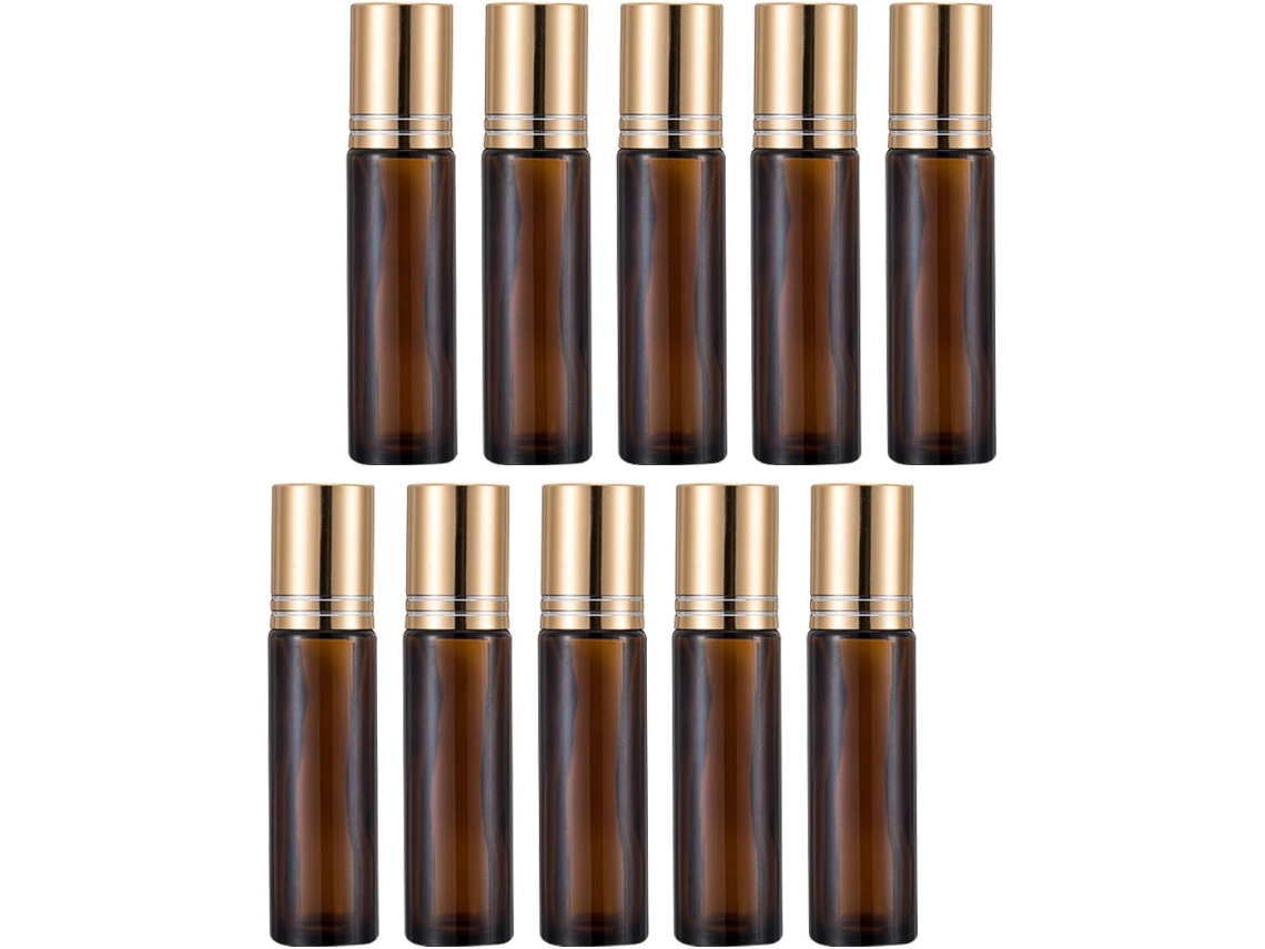 Conjunto de 10 frascos de vidro coloridos para óleos essenciais, frascos portáteis com aromas específicos.