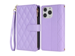 Capa Pega Para Iphone 15 Pro Max Pele Sintética Roxo