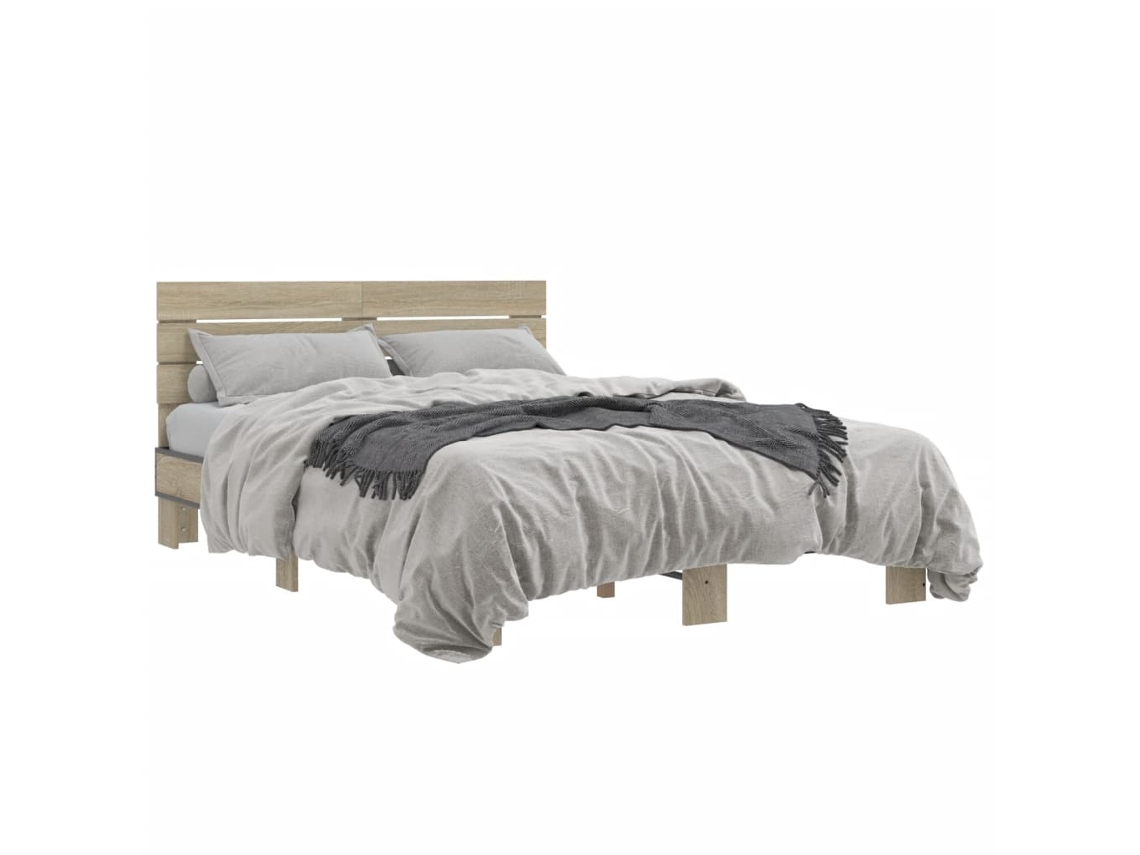 Bed Frame, Bed Frames Vidaxl Marrom Madeira Processada (140 X 200 Cm)