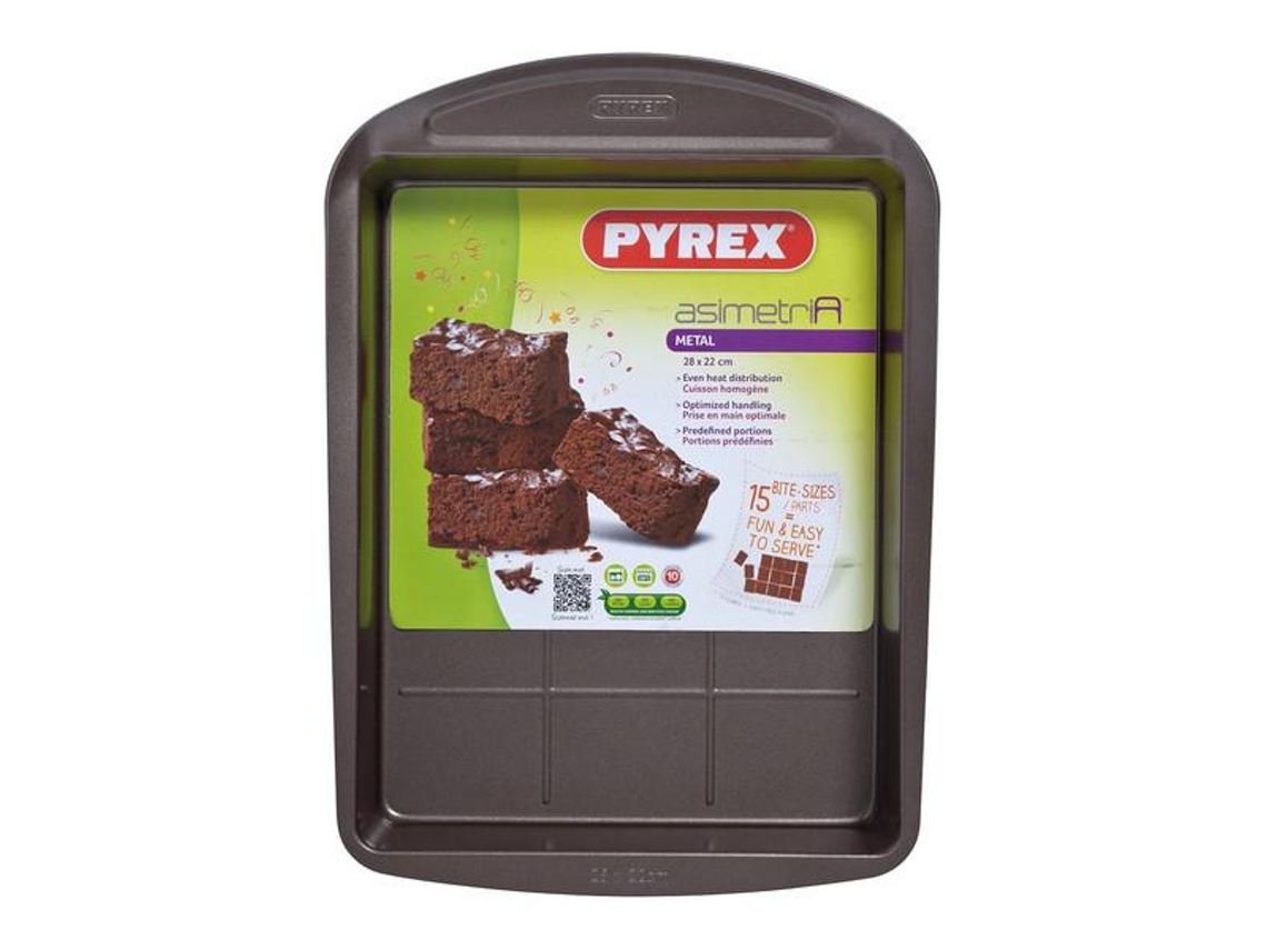 Bandeja para Forno Brownies Pyrex Asimetria Aço Galvanizado 28 X 22 Cm