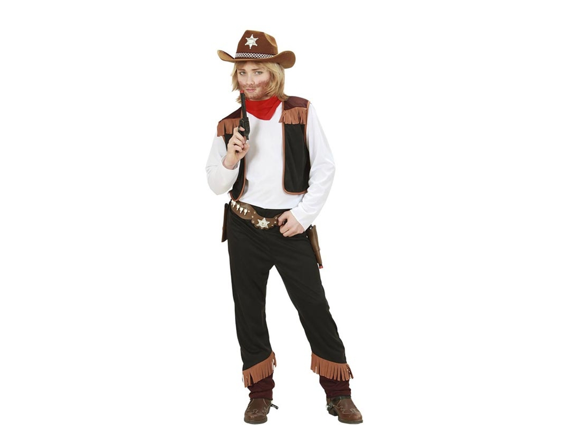 Fantasia de cowboy com colete para criança e adolescente