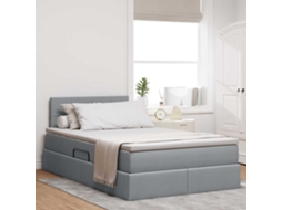 Vidaxl Cama De Armazenamento Led Com Colchão Cinzento-claro