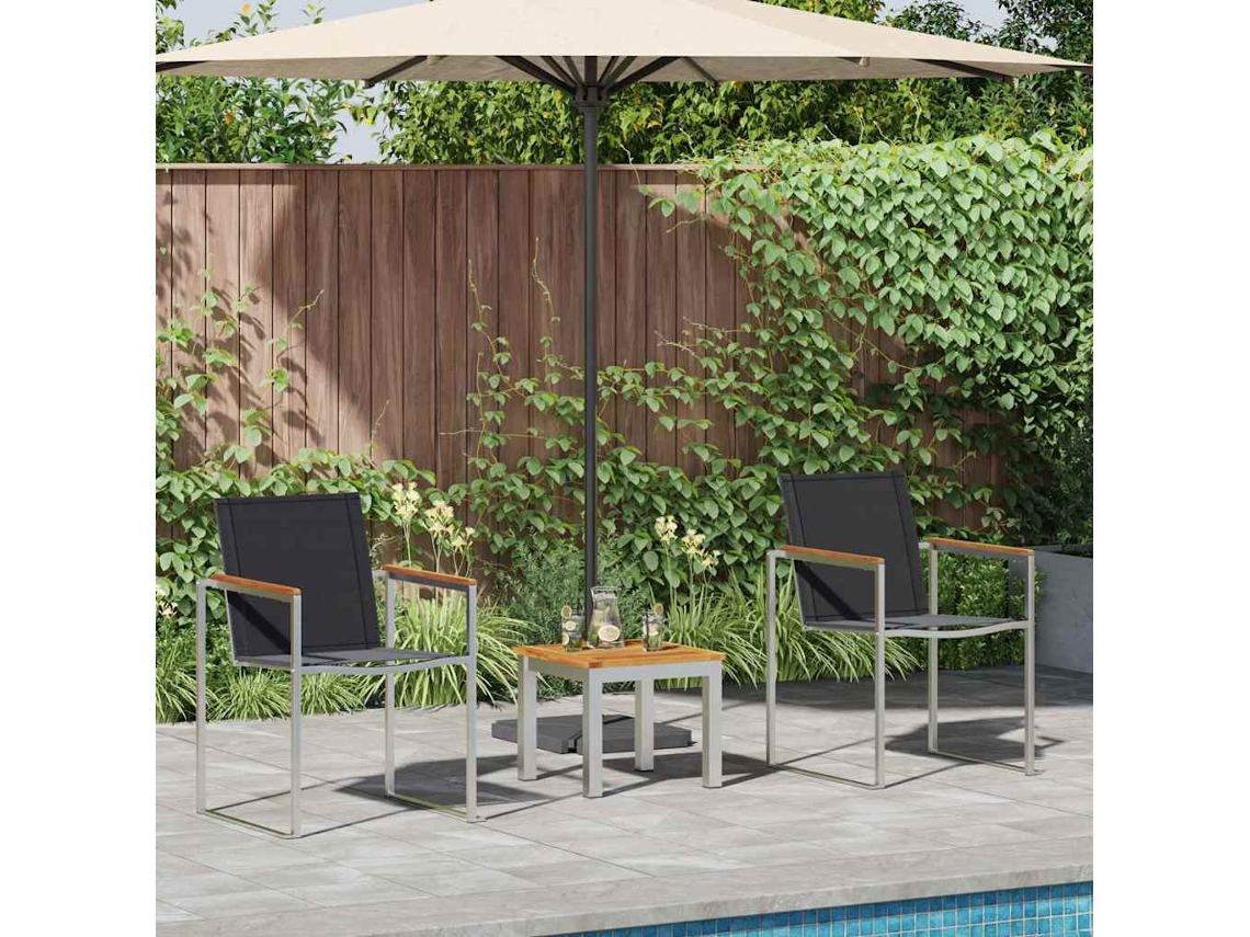 Vidaxl Conjunto De Jantar Para Jardim 3 Unid. Marrom E Preto
