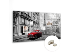 Quadro Magnético Cidade Com Carros Antigos Para A Sala De Estar Espelharte (120x60 Cm)
