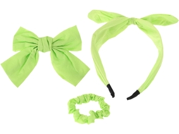Conjunto de 1 acessório de cabelo com laço e elástico, faixa de cabelo verde