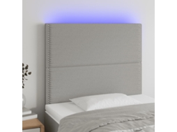 Vidaxl Cabeceira Cama C/ Luzes Led Tecido 90x5x118/128cm Cinza-claro