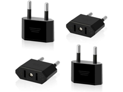 Conversor de plugue dos EUA para UE, 4 peças, preto, para dispositivos com energia