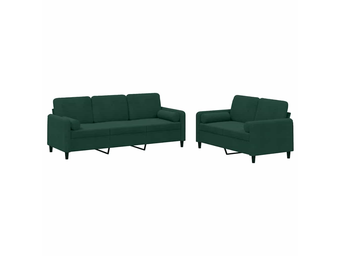 Conjunto de 2 Sofás com Almofadas Veludo Verde MAISON EXCLUSIVE