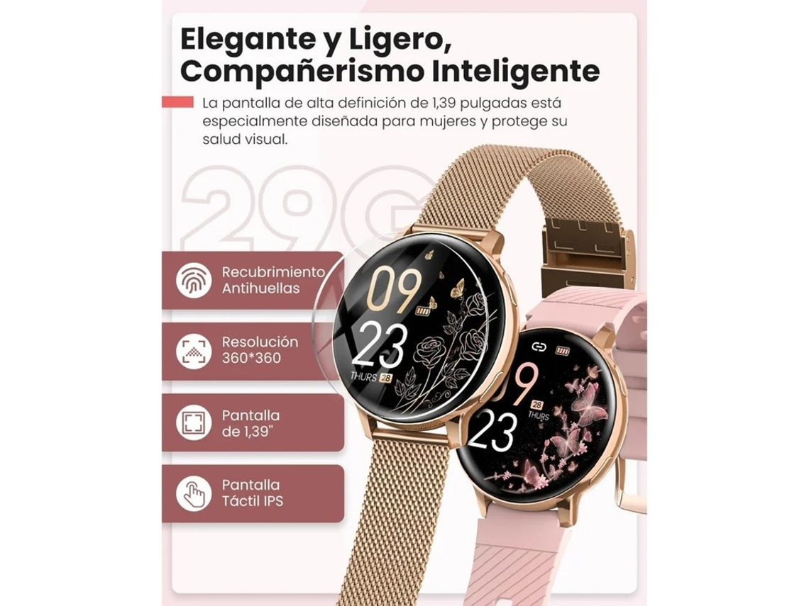 Relógio inteligente de 1,27 polegadas com chamadas Bluetooth, mais de 100 modos esportivos e monitoramento de saúde, prateado. Bestvite