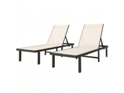 Conjunto de Espreguiçadeiras Alumínio, Textilene Cor Creme Branco 190x62x88 cm Outsunny