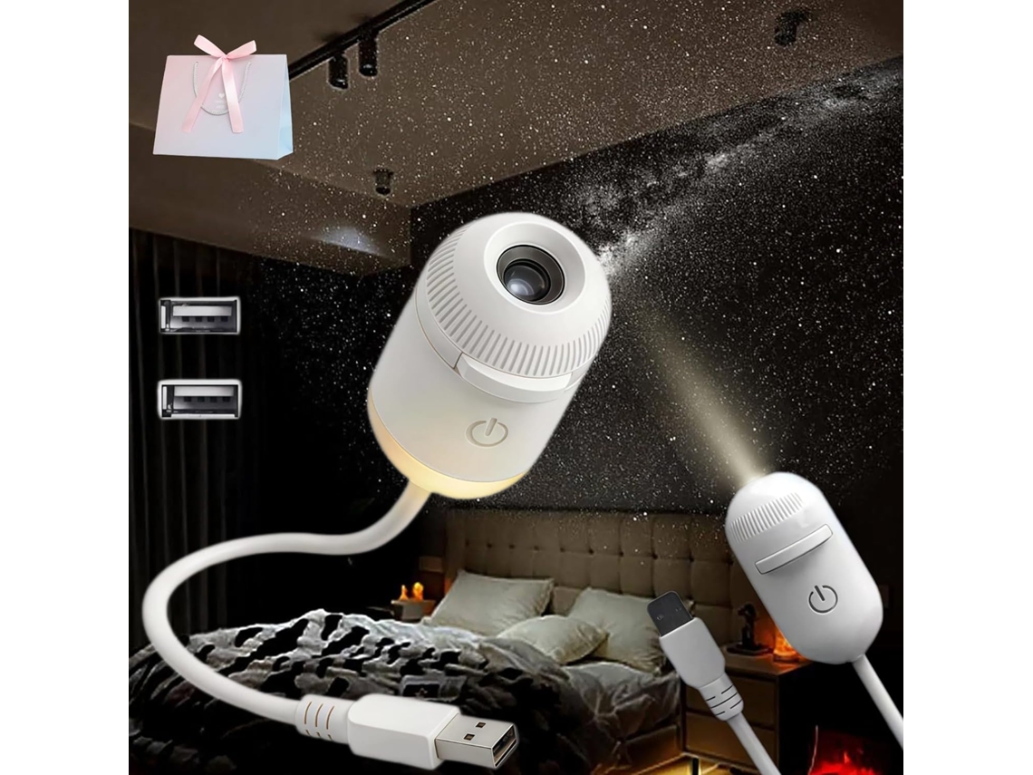 Projetor Galáxia 2em 1com Luz Noturna, Projetor Céu Estrelado com Diversas Projeções de Filmes, Lâmpada LED Espacial