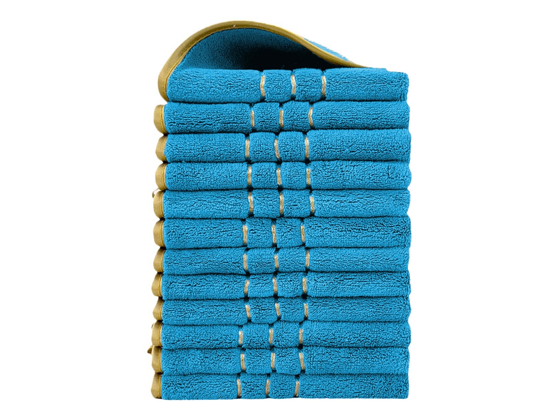 Conjunto de 12 Peças Toalhas de Mão em Fleece Coral, Macias e Absorventes,azul Pavão,34x34cm GERTIZ