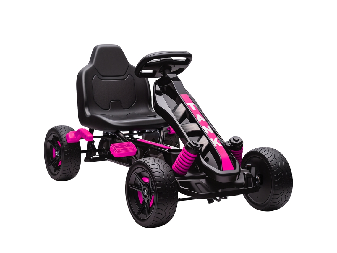 Kart De Pedal 3-6 Anos, Roda Livre, Freio, Rodas Eva Antiderrapantes, Rosa