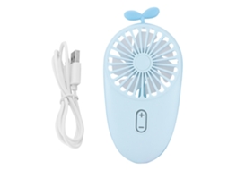 Ventilador Mini Portátil Em Estilo De Grama Cartoons 3 Níveis De Potência, Azul Ou Amarelo Luz Dourada