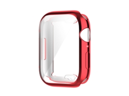Capa Protetora Completa HALINUI TPU Transparente Antichoque com Película para Apple Watch Series 8/7 45mm Vermelho