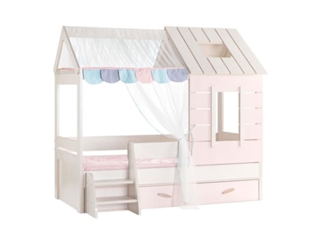 Cama Criança Casinha Gaveta em Aglomerado Rosa 90X200Cm MUEMUE