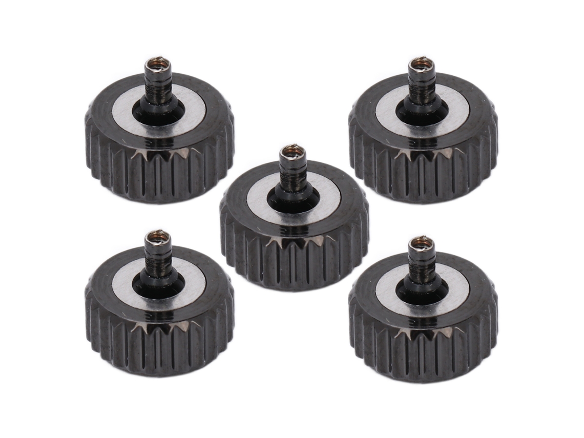 Conjunto de 5 peças de coroa preta para relógios mecânicos de quartzo de 7 mm