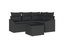 Conjunto 5 Conjunto De Assentos Para Exterior Vidaxl Preto Vime Pe (178,5 X 123,5 X 85 Cm)