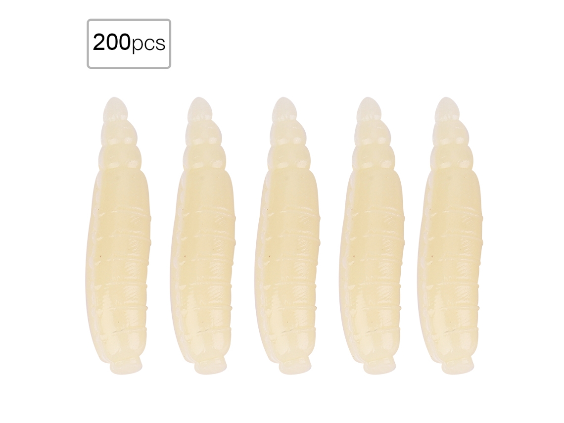 Gusanos Maggot Artificiais 17mm para Pesca 200 Unidades S/MARCA