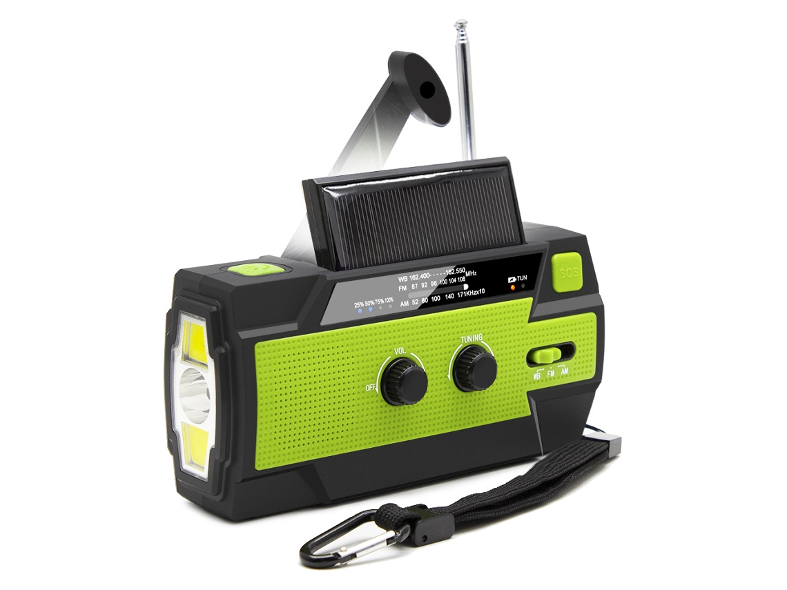 Rádio de Emergência, Meteorológico de 4000mah com Manivela e Energia Solar AQUAFORGE
