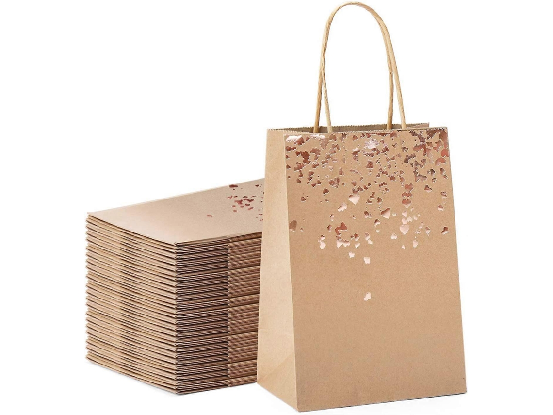 Sacola De Presente Em Papel Kraft Com Alça Reciclável Para Aniversários, Casamentos, Natal E Festas Aquaforge (20 Unidades)