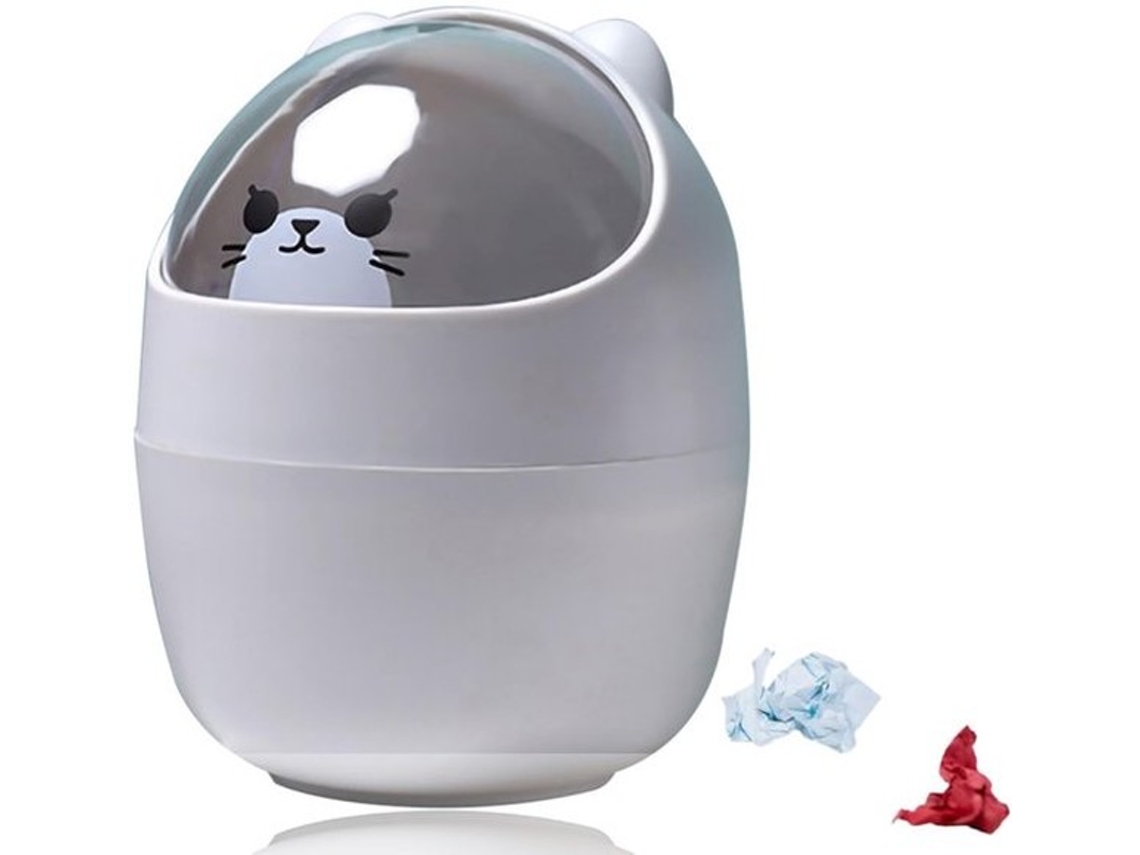 Mini Prateleira De Lixo Cartoon Animais - Forma Gato/urso - Tampão - Ideal Para Escritório/quarto De Banho - Lixeira Plástica Cômica - Lixeira De Resí