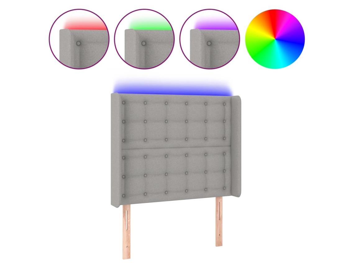 Led Headboard, Led Headboards Vidaxl Cinzeto Tecido (103 X 16 X 118/128 Cm)