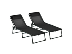 Conjunto de 2 Espreguiçadeiras de Balanço, Metal Galvanizado e Textilene, Marrom, 61x160x79 cm OUTSUNNY