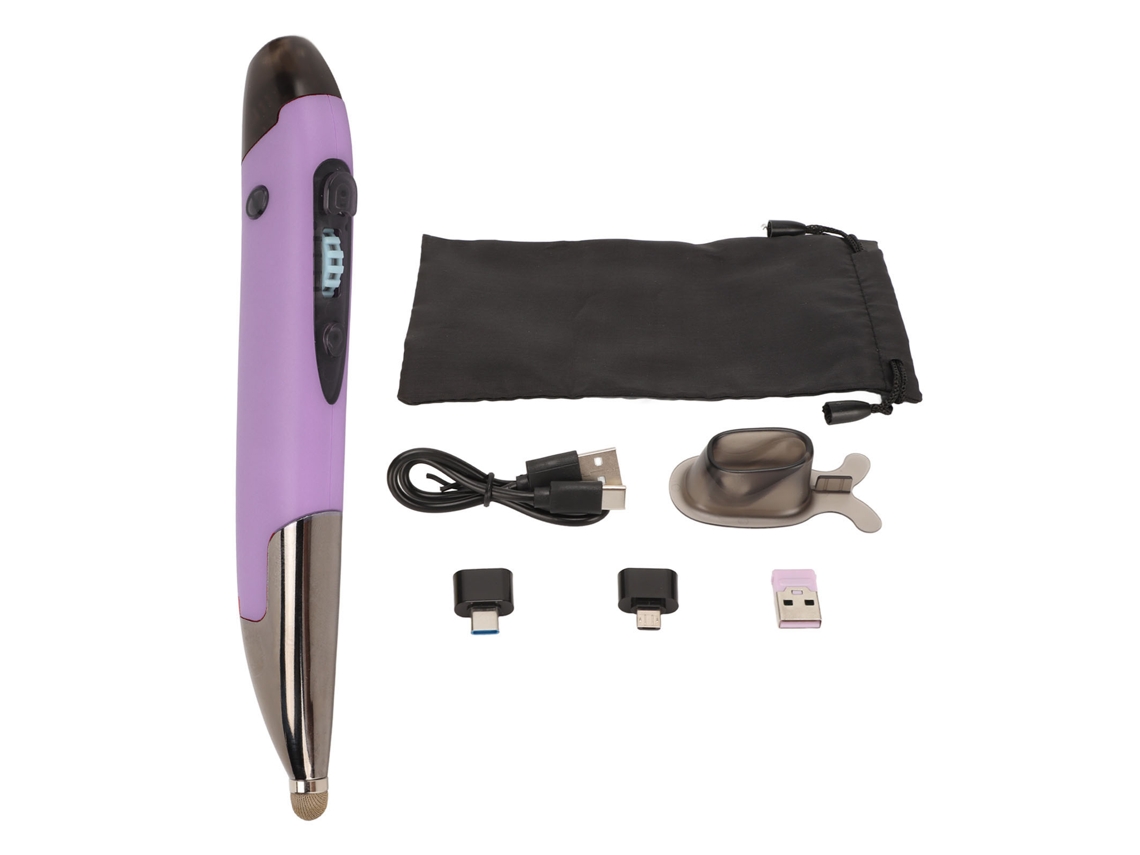 Mouse Caneta Sem Fio Recarregável Silencioso Roxo