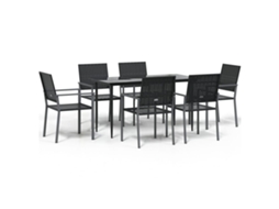 Garden Dining Set, Garden Dining Sets Vidaxl Preto Rattan / Vime (140 Cm Table Length)
