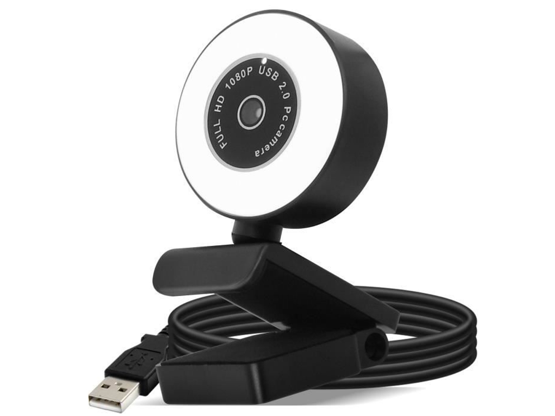 Webcam Usb 1080p Full Hd Ring Light Microfone Com Cancelamento De Ruído Plug And Play Preto Brilvibera