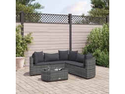 Vidaxl 6 Pcs Conjunto Sofás de Jardim com Almofadões Vime Cinzento