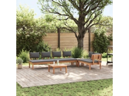 Vidaxl Conjunto De Sofá De Jardim 5 Pcs Marrom E Cinza