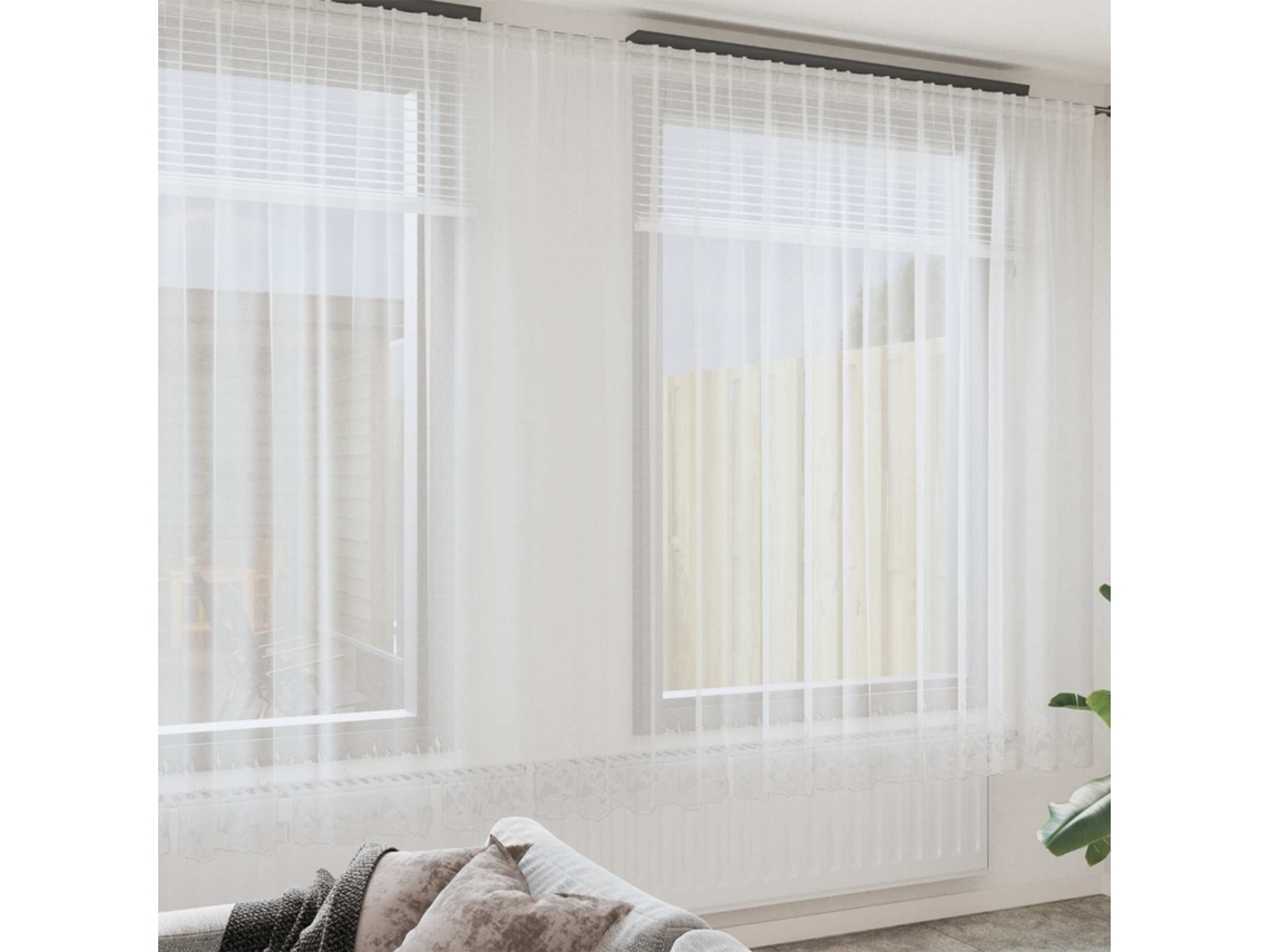 Vidaxl Cortina De Renda Branco 260 X 400 Cm Poliéster