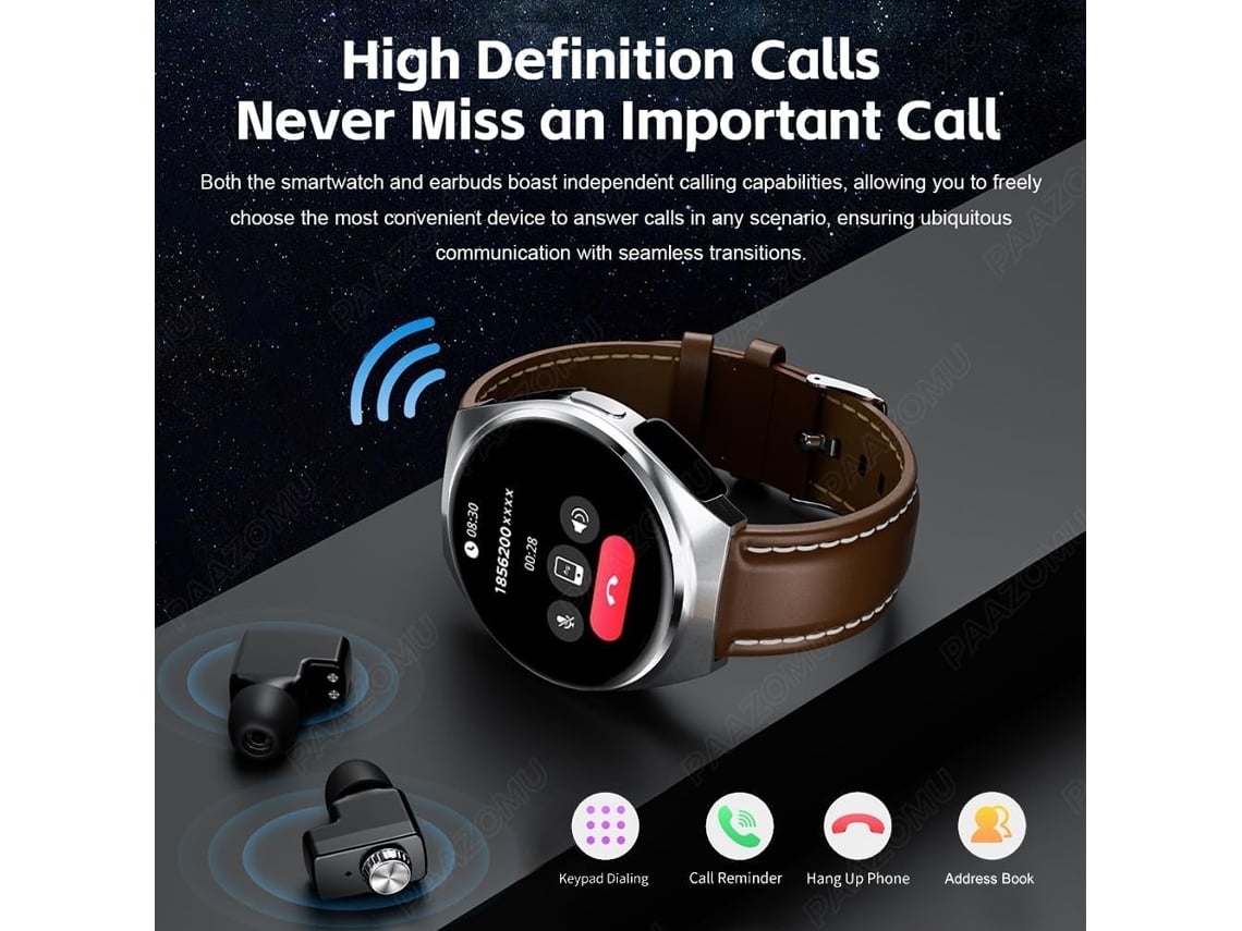 Lurelia Smartwatch Amoled 1,54" Em Aço, Auriculares Bluetooth, Corpo Ultrafino, Áudio 9d