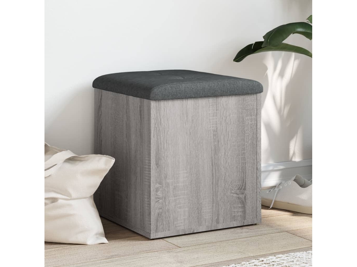 Vidaxl Banco De Arrumação 42x42x45cm Derivados Madeira Cinzento Sonoma