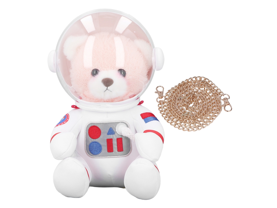 Walshlxq 11,81 Polegadas Oso Espacial de Peluche Bolsa Pequeña Adorable Oso Cartoon de Algodón Pluma Regalo de Cumpleaños Rosa