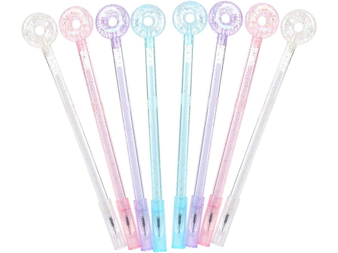 Conjunto De 8 Canetas Em Gel Amosfun Formato Donut, Com Tinta Macia E