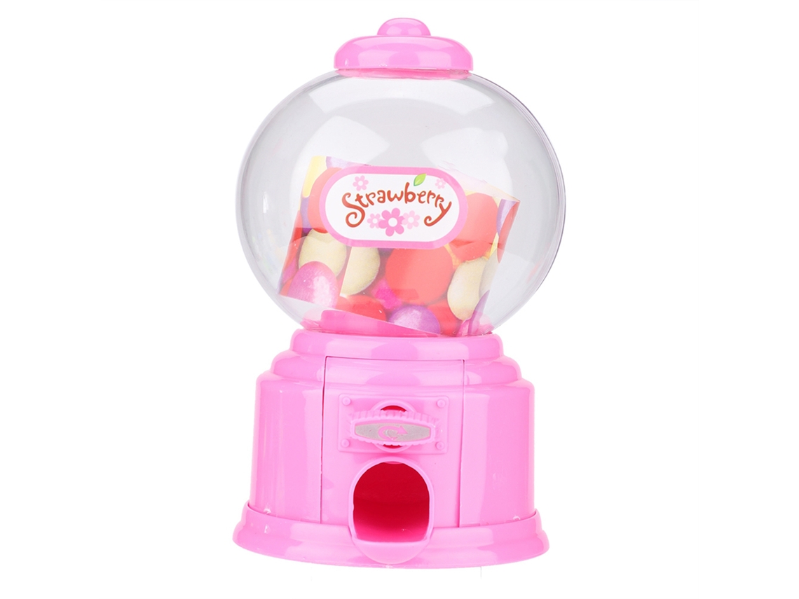 Mali máquina de Doces Portátil Infantil Plástico Mini Dispenser Chicletes Presente para Crianças (rosa)