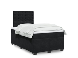Cama boxspring com colchão 120x190 cm veludo preto