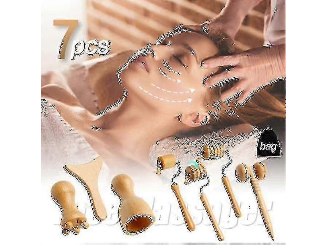 Kit De Massagem Modeladora Com Madeira Para Drenagem Linfática