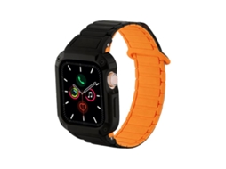 Bracelete para Apple Watch 46/49/45/44mm Híbrida Butterfly: Aço Inoxidável e Couro Genuíno Dourada + Vermelha XIAOMOYU