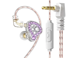 Écouteurs Intra-auriculaires Filaires Hifi Q2 Pro, Design Diamant Brillant, Micro Destacável, Violeta