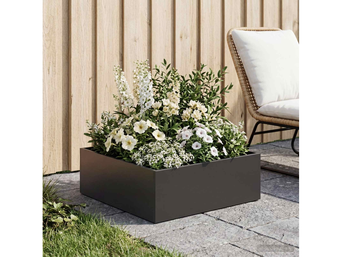 Vidaxl Vaso De Jardim Preto 60 X 60 X 20 Cm Aço Laminado A Frio