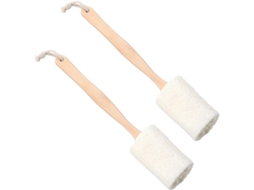 Escova De Banho Bucha Natural Com Cabo Madeira, Conjunto Com 2 | Escova Para As Costas, Cordão Para Pendurar, Espuma