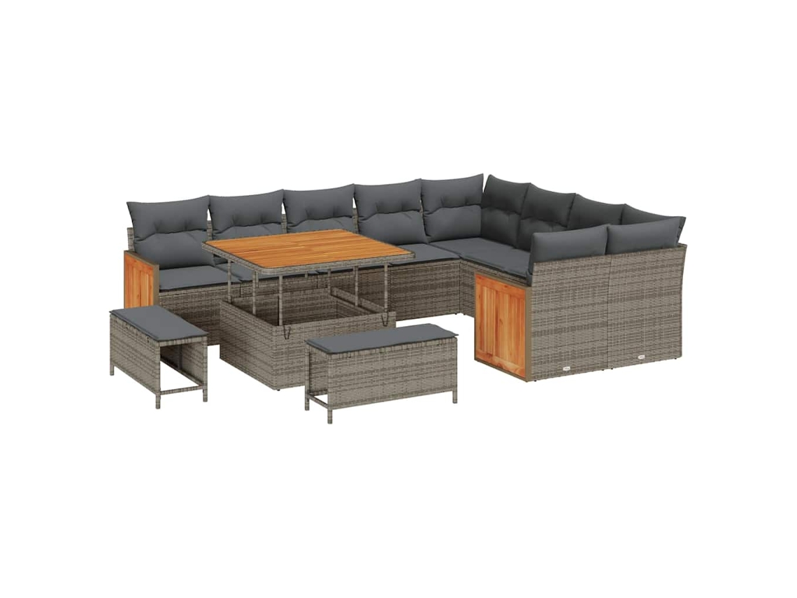 Maison Exclusive - Conjunto De Sofá De Jardim Com Almofada 13 Pcs Cinzeto Vime Pe