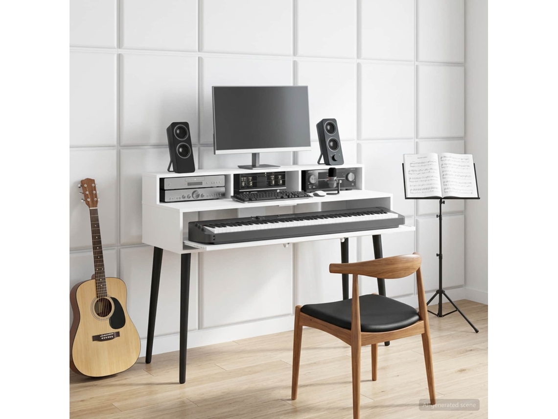 Vidaxl Mesa De Estúdio Branco 152 X 42,5 X 36 Cm Derivados De Madeira